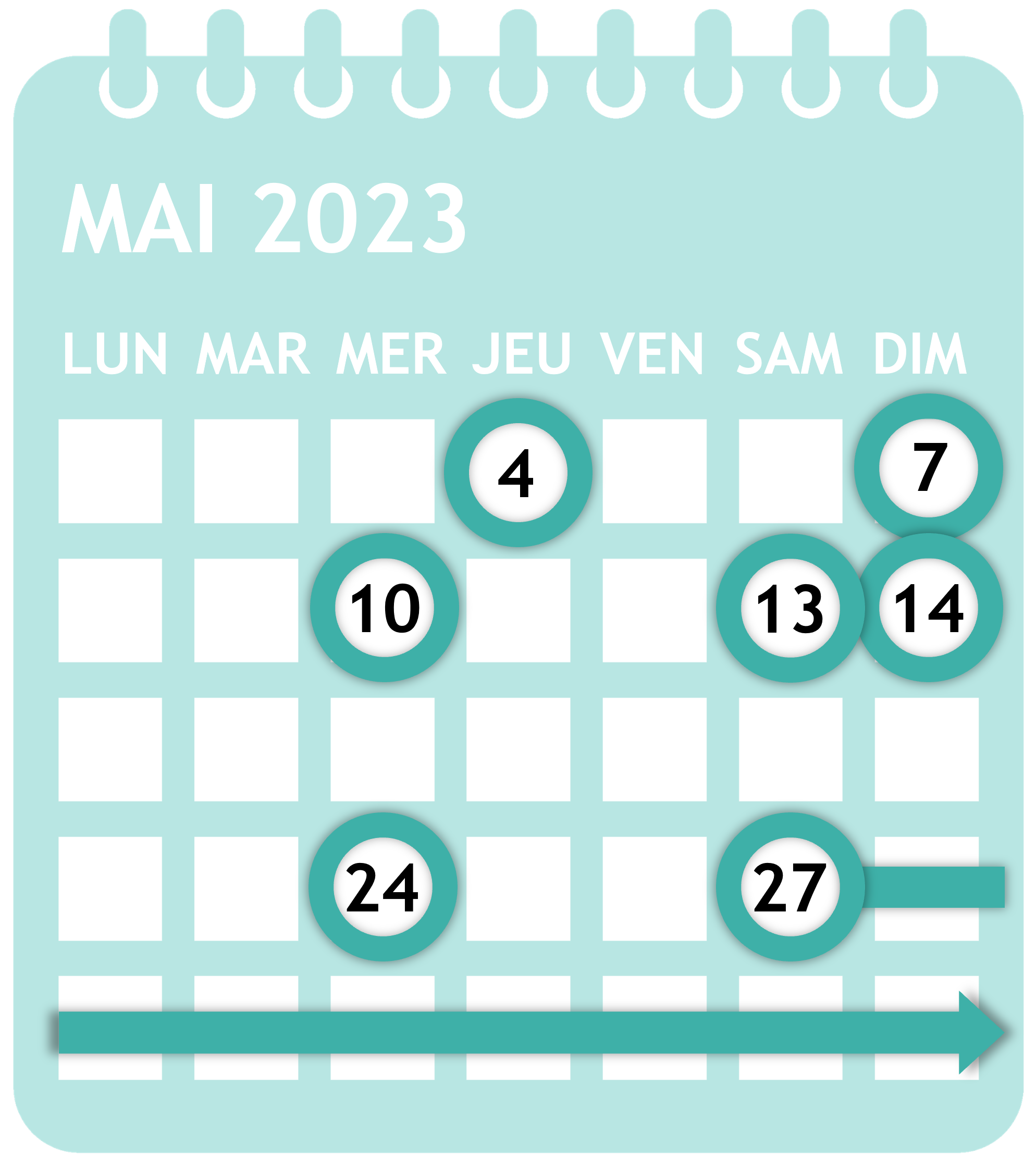Calendrier des événements à venir en mai 2023