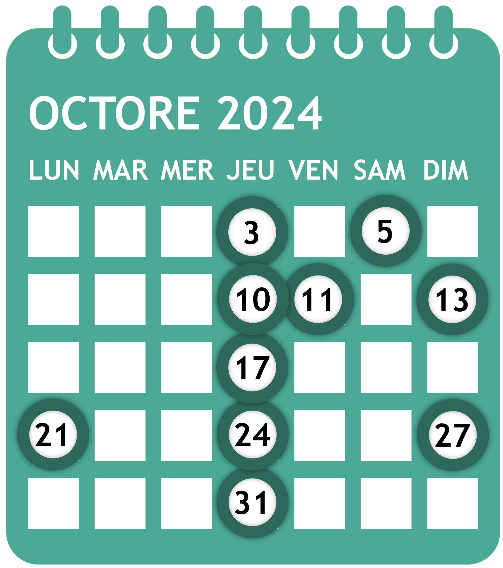 Calendrier octobre 2024