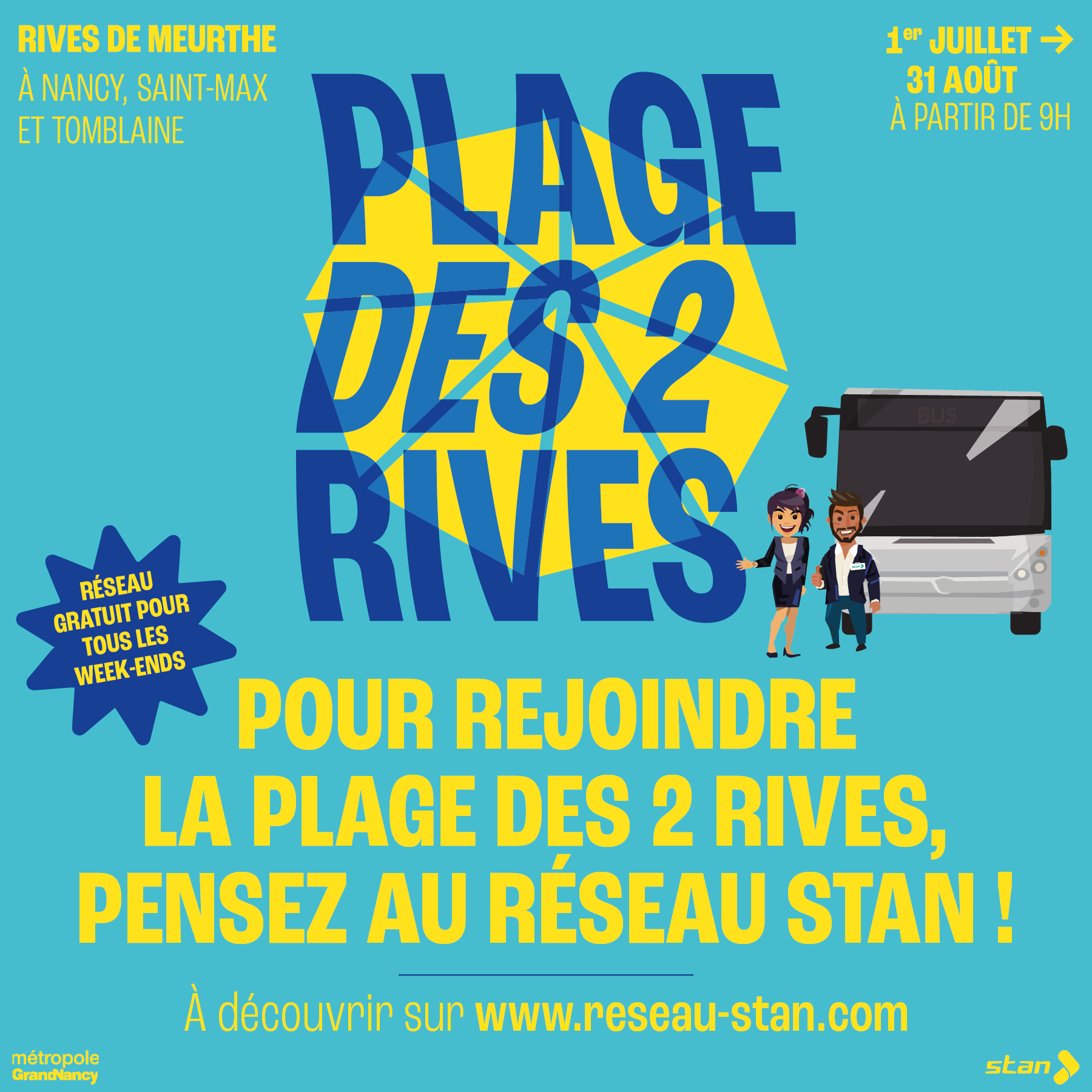 Plage des 2 Rives : pour rejoindre la plage des 2 rives, pensez au réseau Stan !