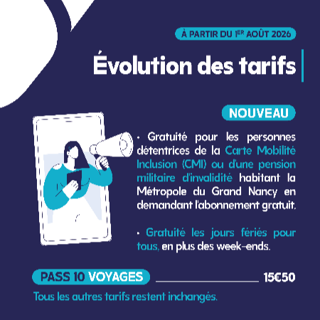 Evolution des tarifs à partir du 1er août 2026