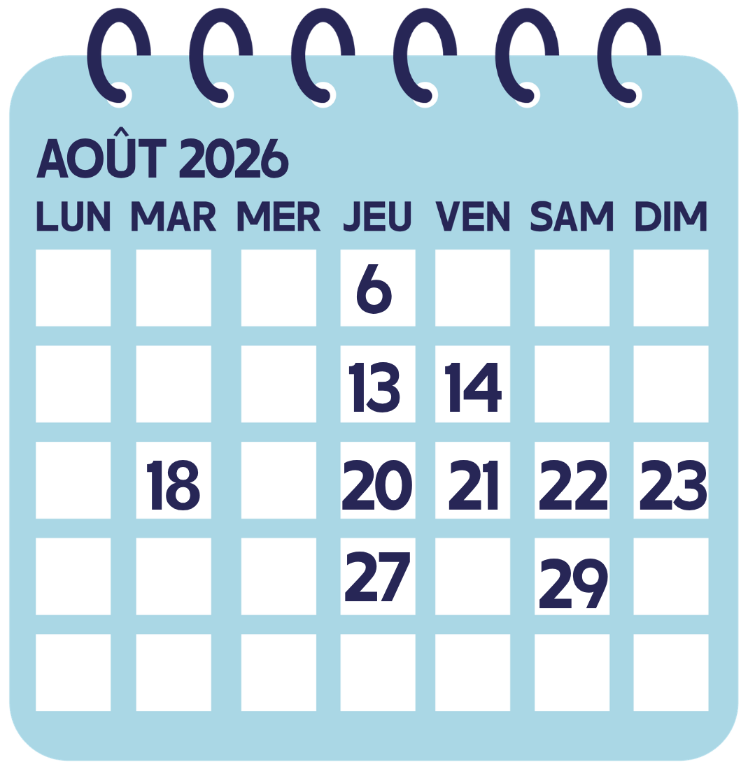 Calendrier août 2026