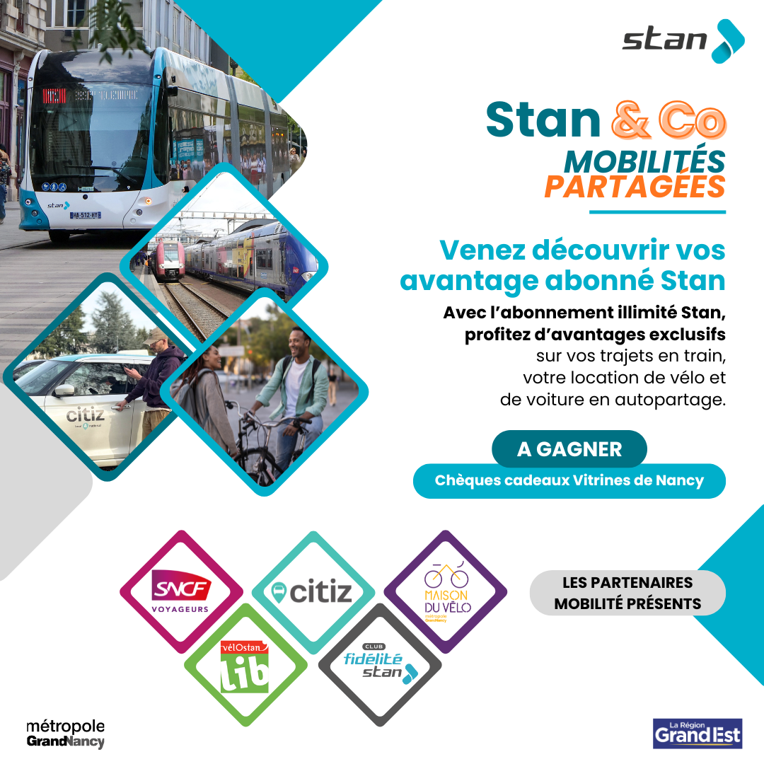 Stan&Co - Mobilités partagées - Jeudi 5 février de 14h à 17h30 dans le Hall Espace Info Mobilités à la gare de Nancy