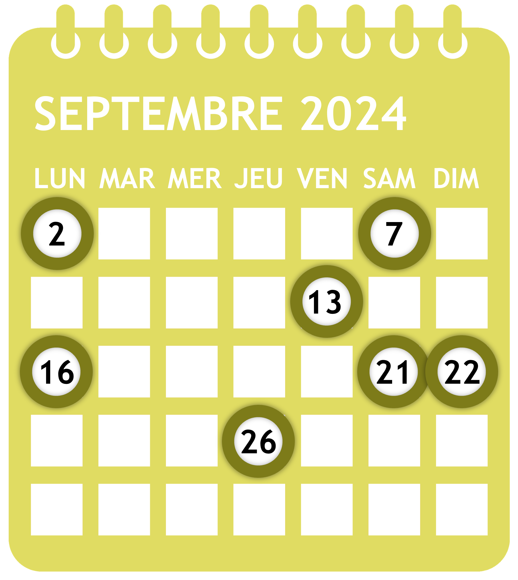 Calendrier septembre 2024