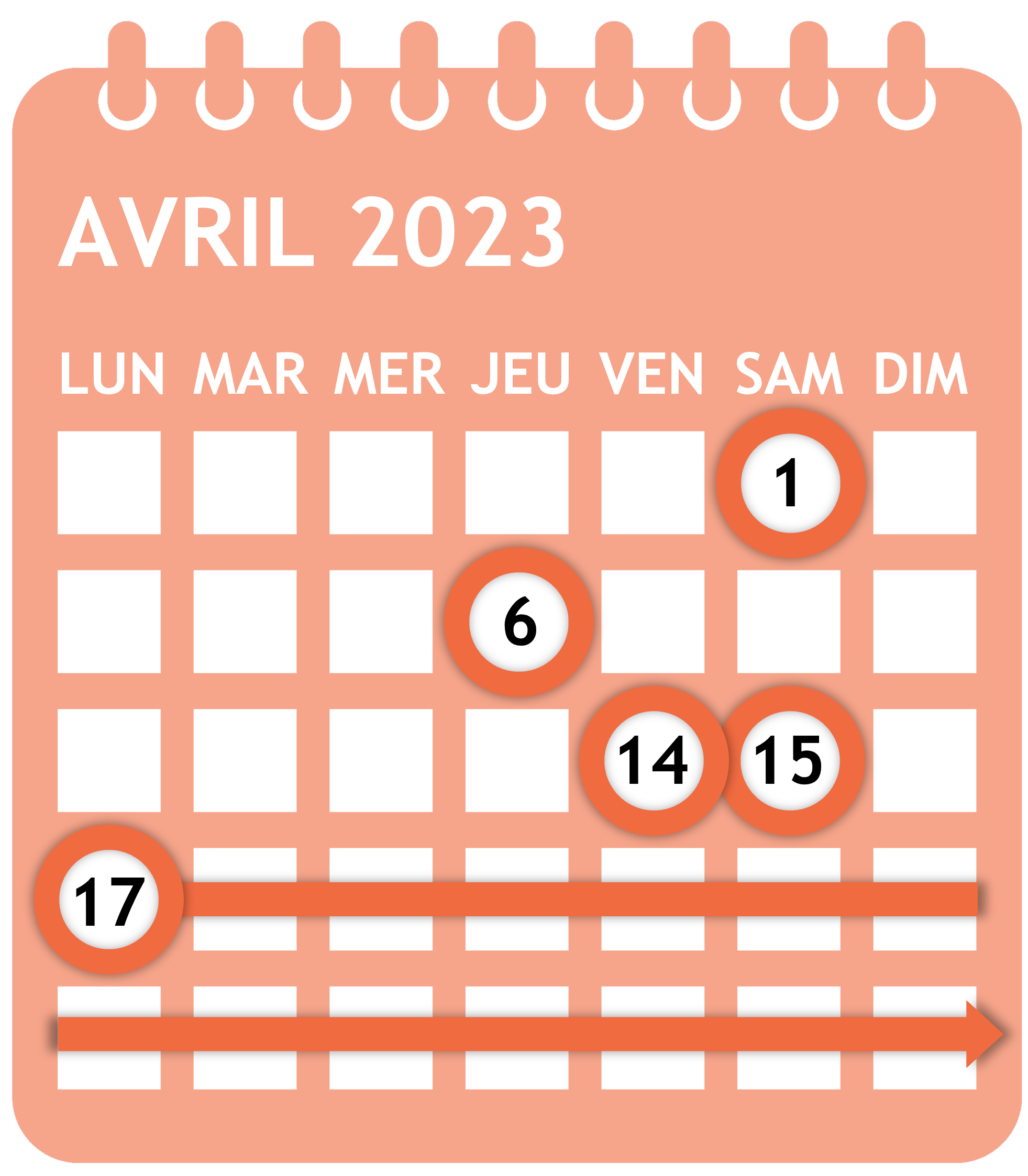 Calendrier des événements à venir en avril 2023