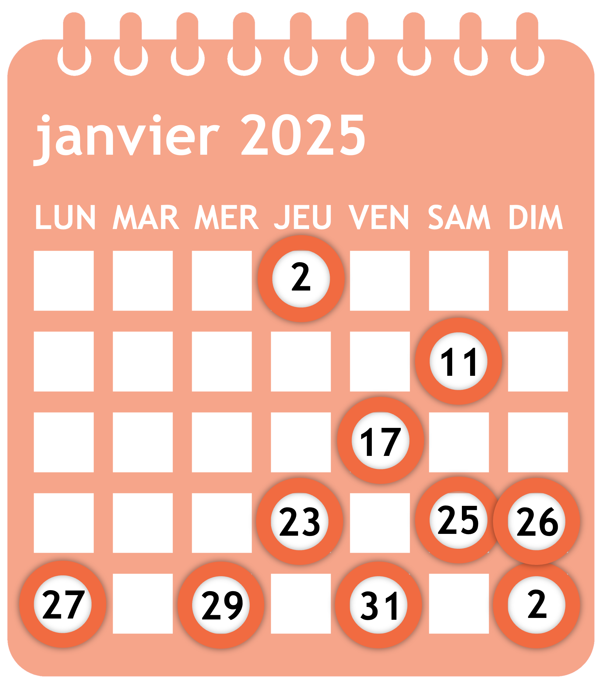 Calendrier newsletter décembre 2024