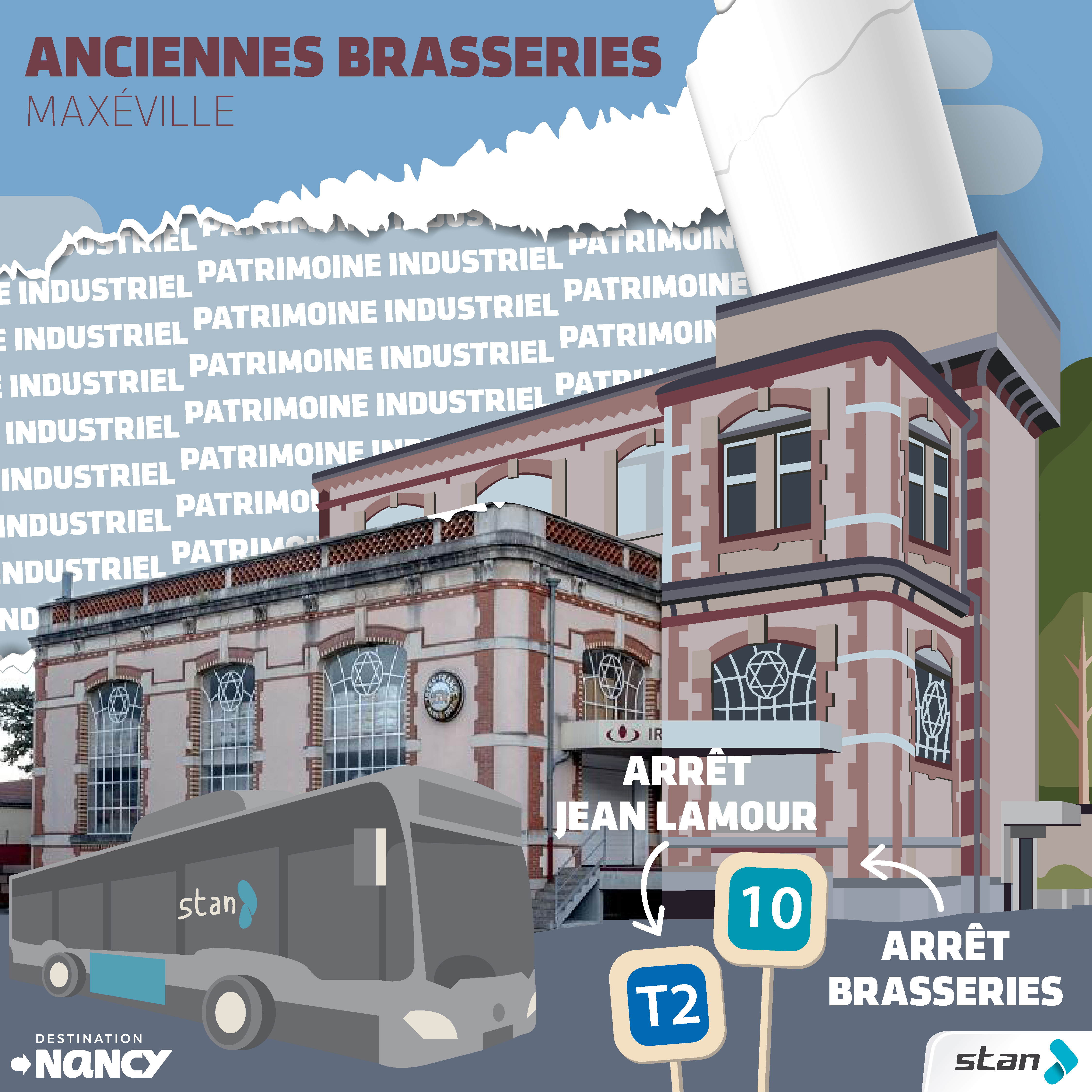 Anciennes brasseries de Maxéville - Arrêt Jean Lamour ligne T2 et Brasseries ligne 10