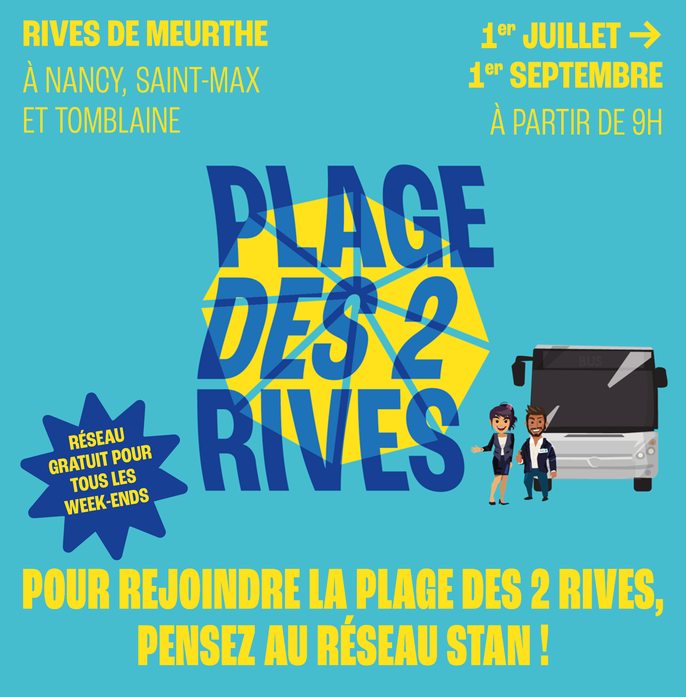 Plage des 2 rives - Pour rejoindre la plage des 2 rives, pensez au réseau Stan ! Réseau gratuit pour tous les weekends